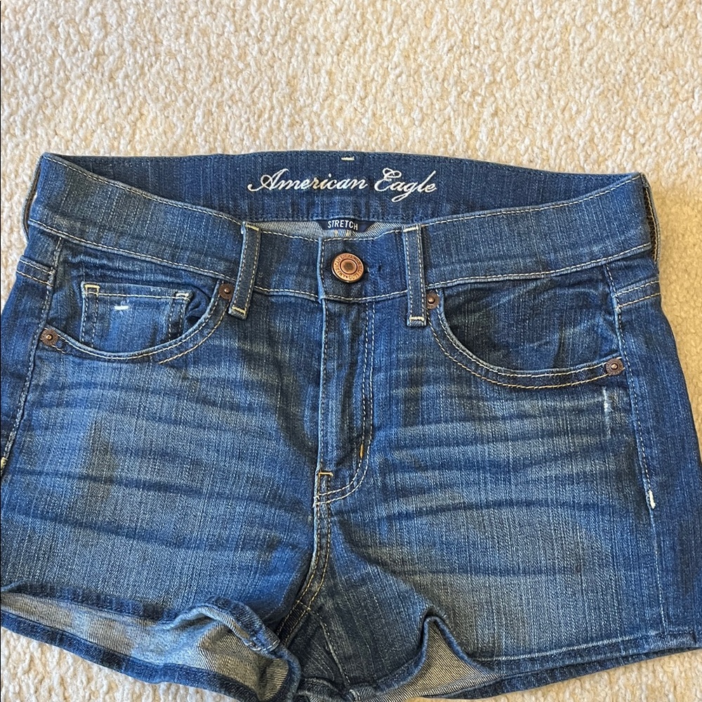 American Eagle Dark Blue Stretch Denim Shorts Sz. 4